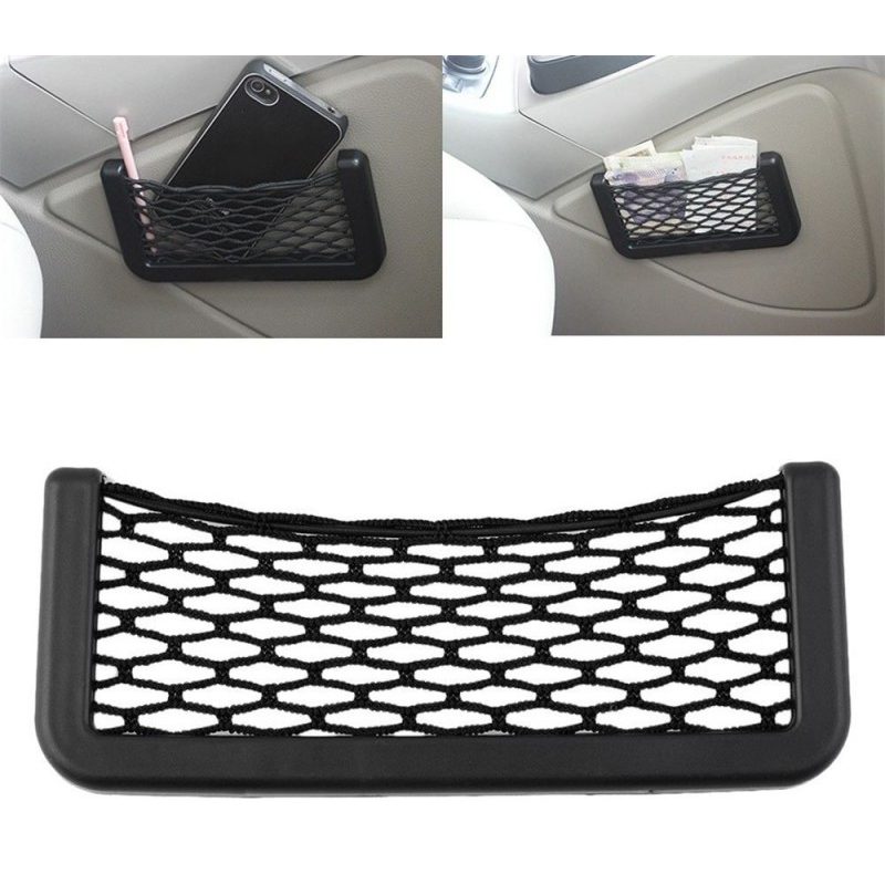 Tasca larga adesiva porta oggetti net elasticizzata plastica auto porta telefono
