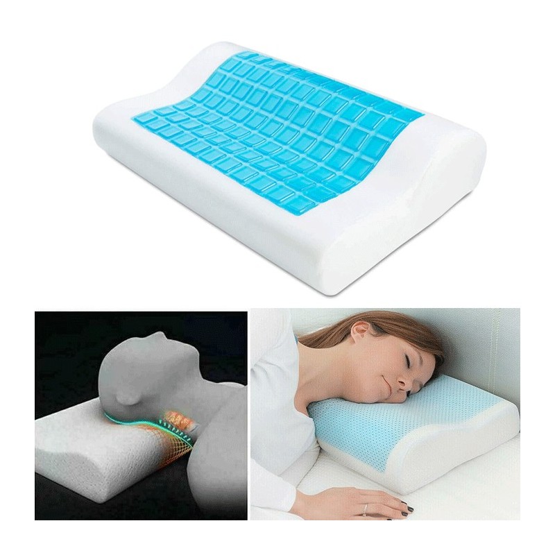 Cuscino Cervicale Memory Foam Gel Guanciale Letto Ortopedico Morbido e Lavabile