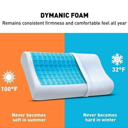Cuscino Cervicale Memory Foam Gel Guanciale Letto Ortopedico Morbido e Lavabile