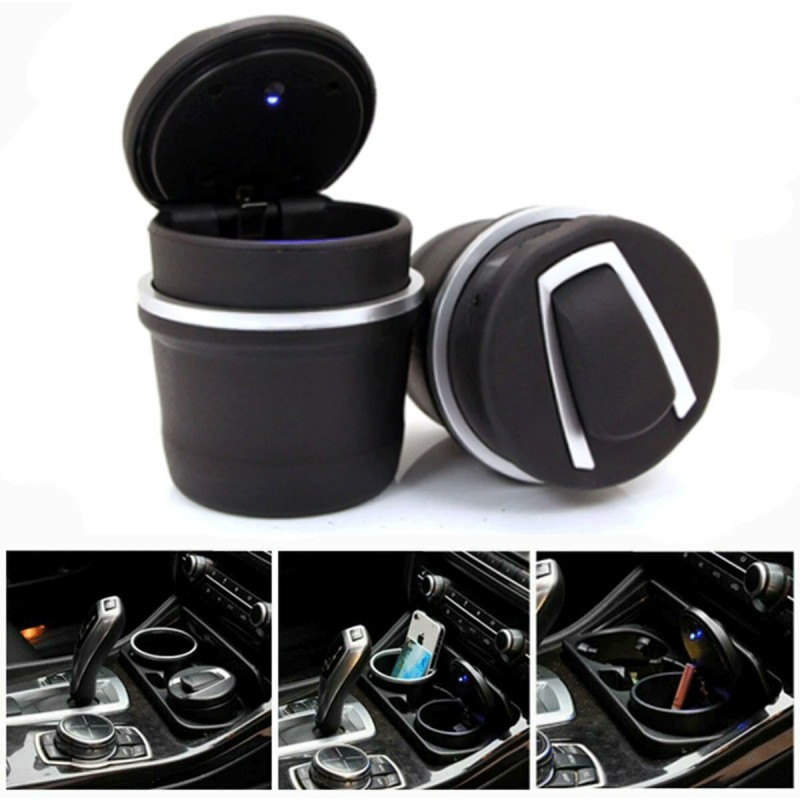Posacenere per Auto con Luce LED Posacenere Antiodore Portaoggetti Universale