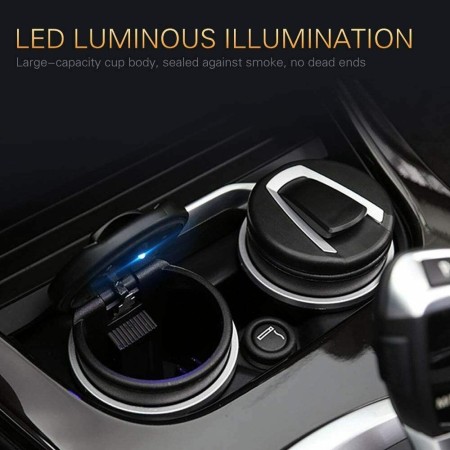 Posacenere per Auto con Luce LED Posacenere Antiodore Portaoggetti Universale