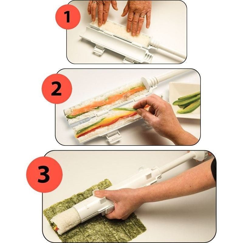 Kit sushi roll maker sushezi roller riso per cucina orientale in casa bazooka