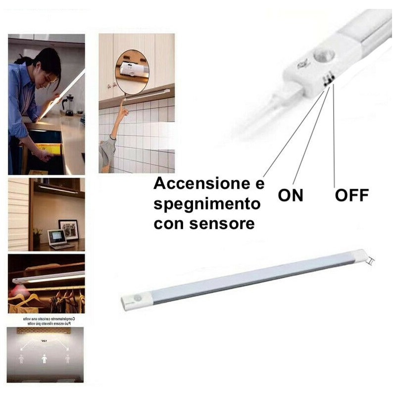 Hongu Barra led cucina sottopensile sensore movimento ricaricabile ...