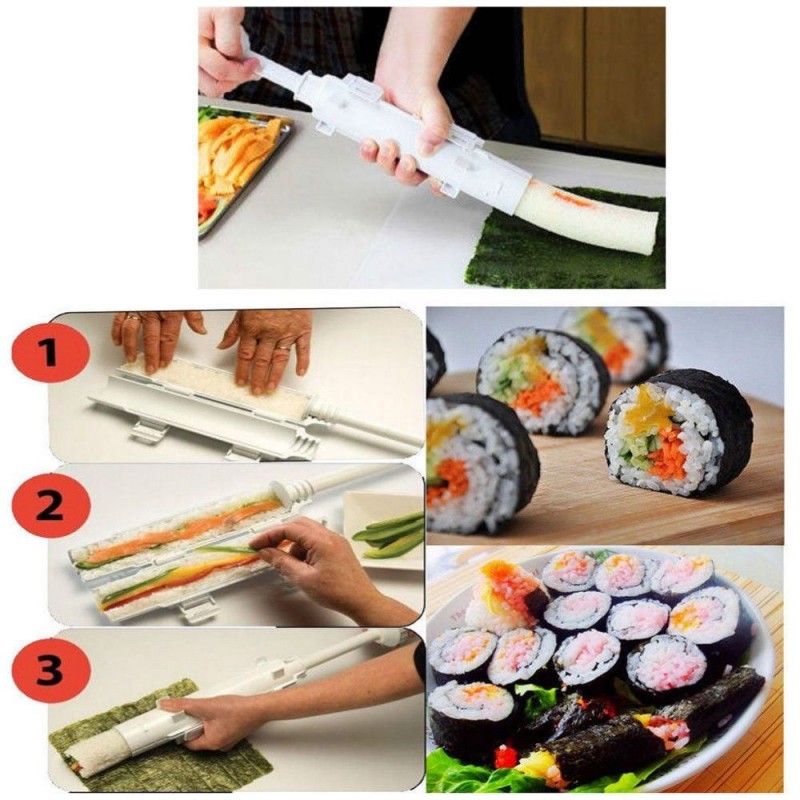 Kit sushi roll maker sushezi roller riso per cucina orientale in casa bazooka