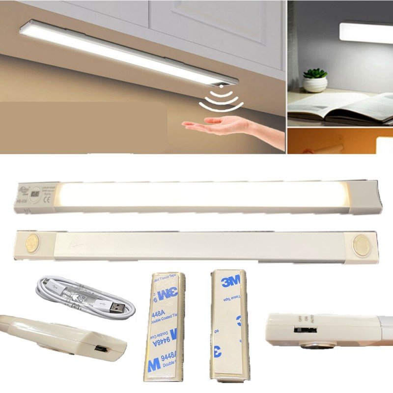 Barra led cucina sotto pensile sensore movimento ricaricabile magneti calda 48cm