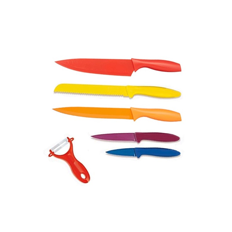 SET 5 COLTELLI DA CUCINA ANTI-ADERENTI PROFESSIONALI PELA VERDURE COLORATI