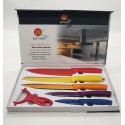 SET 5 COLTELLI DA CUCINA ANTI-ADERENTI PROFESSIONALI PELA VERDURE COLORATI