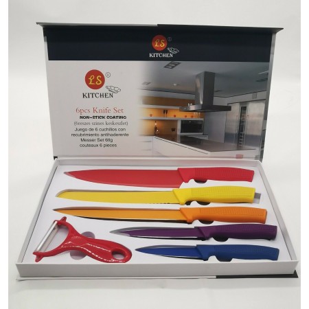 SET 5 COLTELLI DA CUCINA ANTI-ADERENTI PROFESSIONALI PELA VERDURE COLORATI