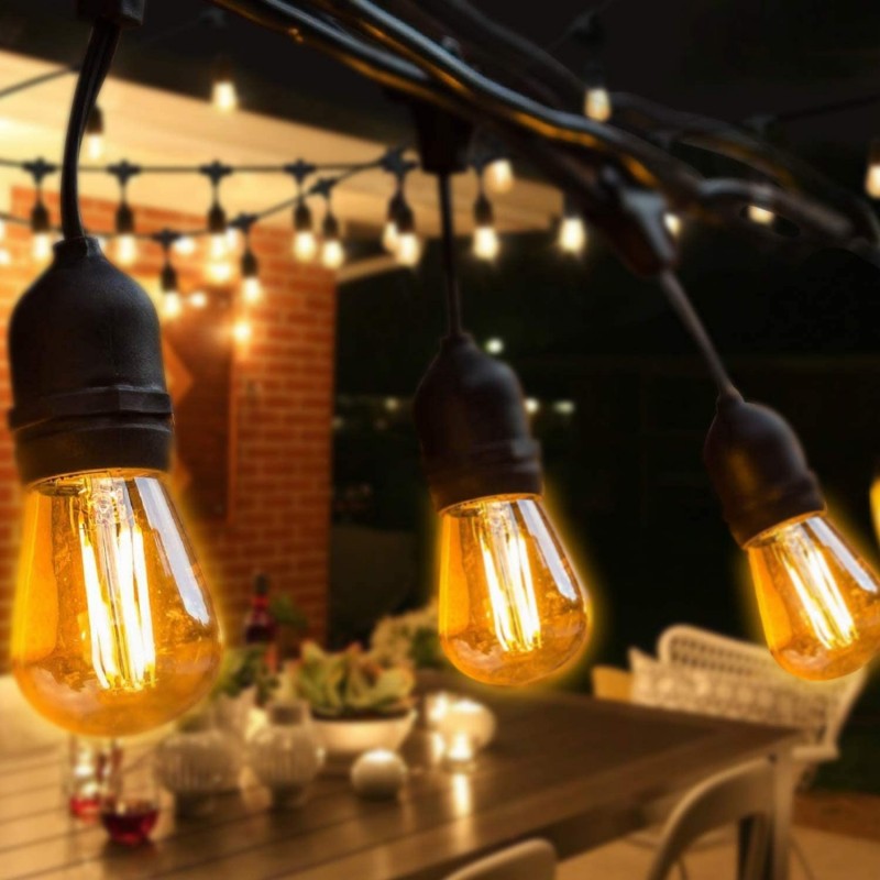 CATENA LUMINOSA 10 METRI ESTERNO E27 LUCI LAMPADA GAZEBO 10 PORTALAMPADA