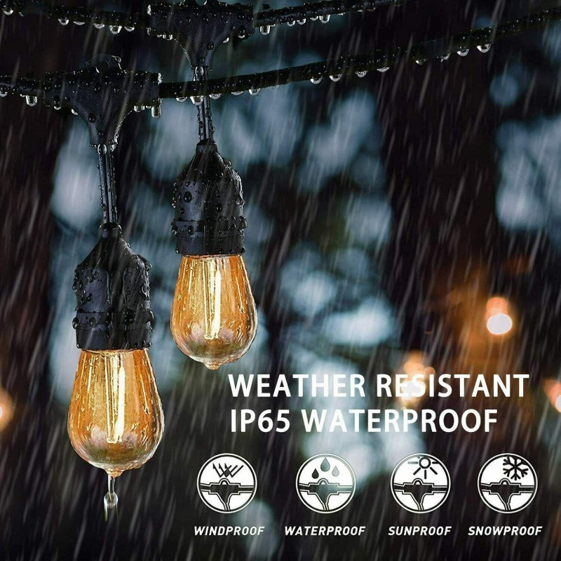 CATENA LUMINOSA 10 METRI ESTERNO E27 LUCI LAMPADA GAZEBO 10 PORTALA...