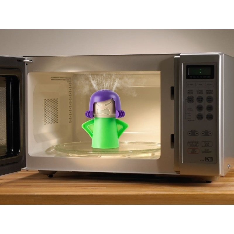 Pulisci microonde donna arrabbiata pulitore forno aceto e acqua vapore
