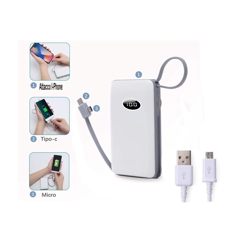 Hongu POWER BANK 20000mAh CARICA BATTERIA Tipo C IPhone 5V Portatil...