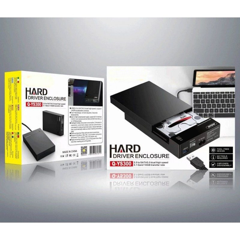 Hongu SATA 2,5" 3,5" HDD HARD DISK DRIVE ENCLOSURE esterno USB 3.0 ...