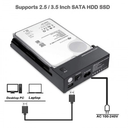 SATA 2,5" 3,5" HDD HARD DISK DRIVE ENCLOSURE  esterno USB 3.0  SSD BOX PORTATILE