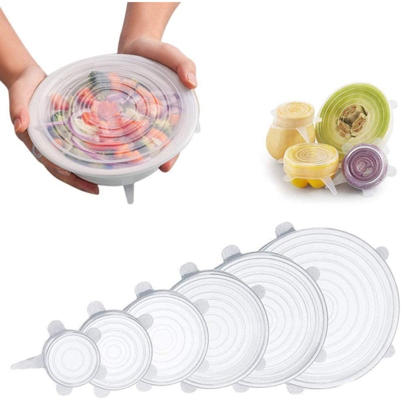 Hongu Set 6x Coperchio Silicone Guarnizioni alimentare cucina riuti...