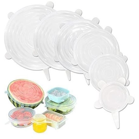Set 6x Coperchio Silicone Guarnizioni alimentare cucina riutilizzabile ciotola