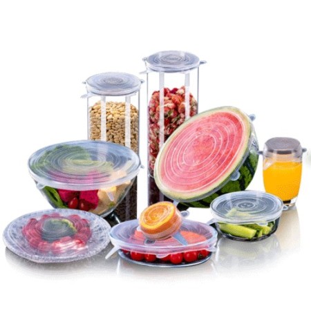Set 6x Coperchio Silicone Guarnizioni alimentare cucina riutilizzabile ciotola