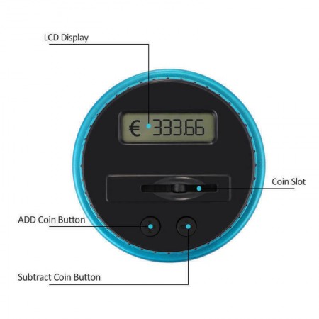 SALVADANAIO MONETE CONTA SOLDI DIGITALE CONTATORE DISPLAY LCD ELETTRICO EURO