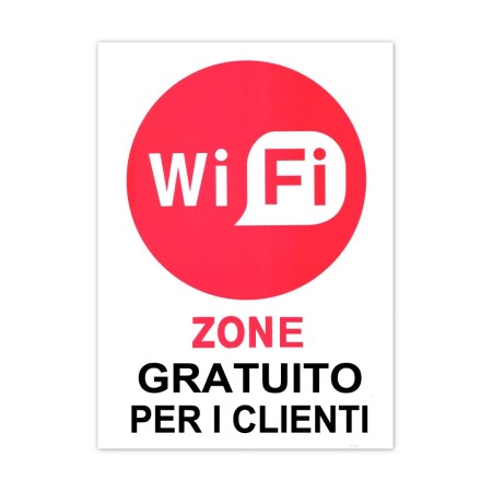 6x cartello wifi zone formato grande 20x30 cm pvc segnaletica targa per clienti