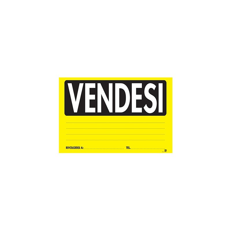 Cartello vendesi formato grande 20x30 cm PVC affitto recapito telefonico giallo