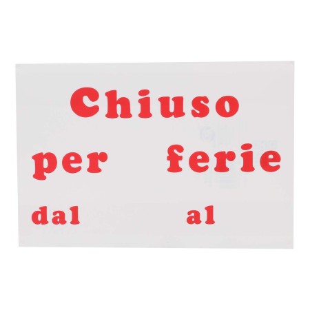 Cartello CHIUSO PER FERIE Plastificato PVC 20x30 cm segnaletica negozio