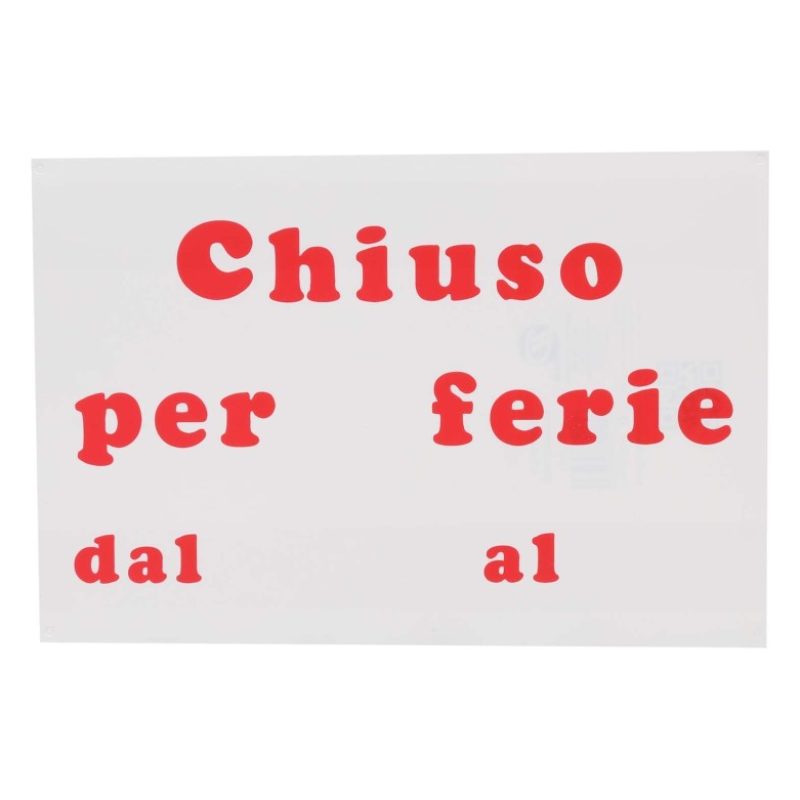 Hongu Cartello CHIUSO PER FERIE Plastificato PVC 20x30 cm segnaleti...