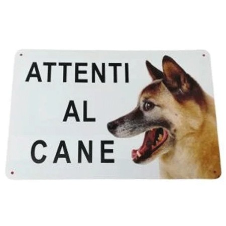 cartello ATTENTI AL CANE TARGA AVVISO 20X30 CM 1MM CARTELLI PVC Segnaletico
