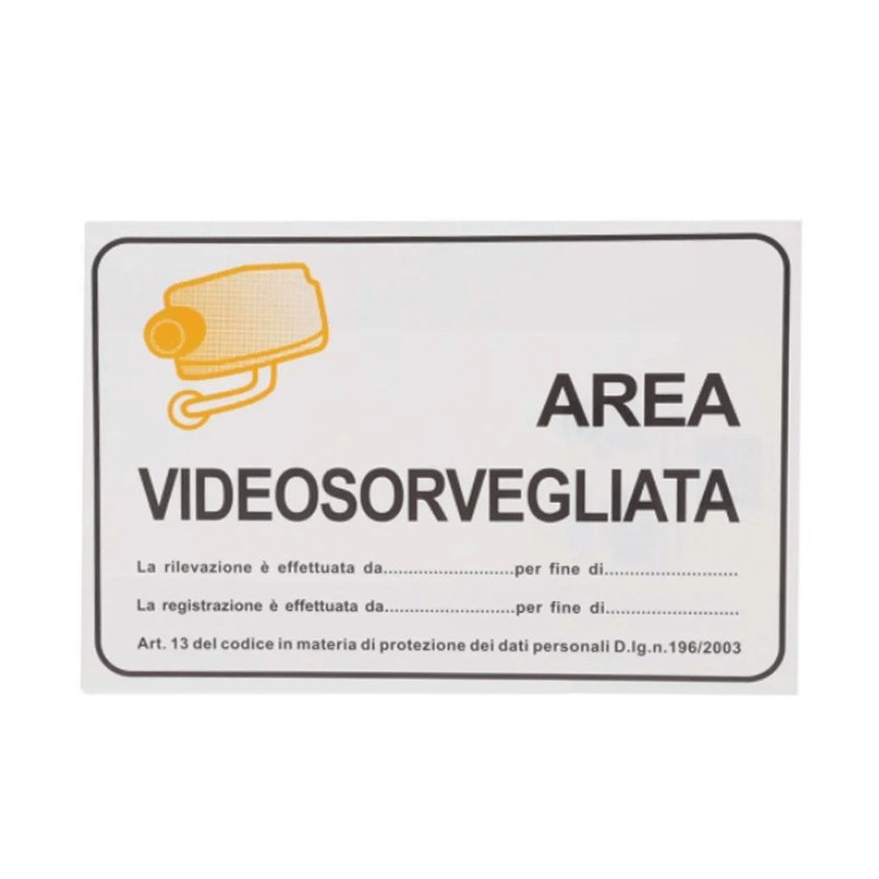 Cartello Targa Area Videosorvegliata Videosorveglianza PVC 20X30 cm sottoposta