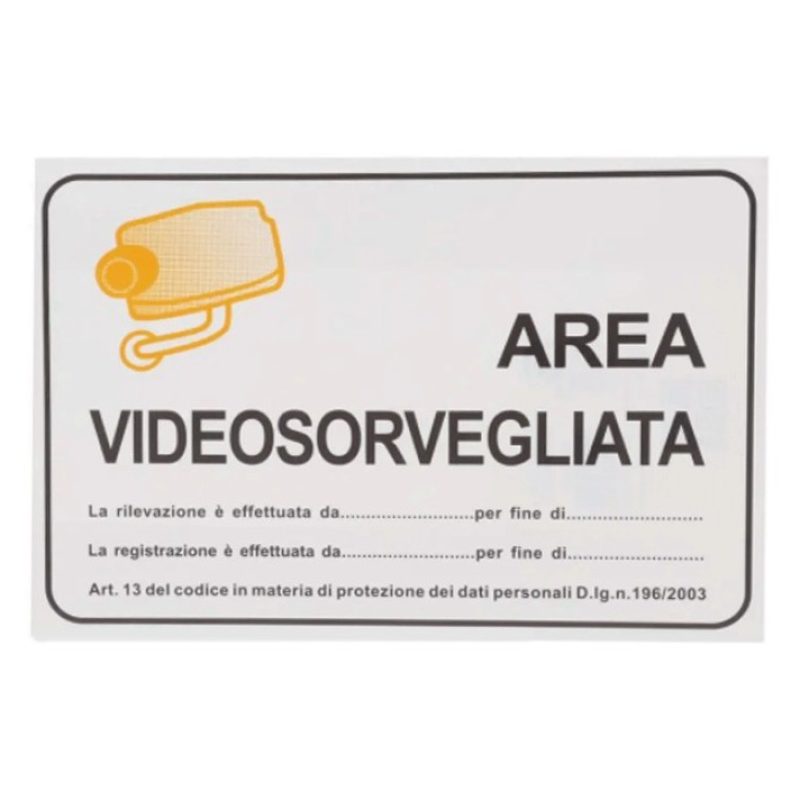 Hongu Cartello Targa Area Videosorvegliata Videosorveglianza PVC 20...