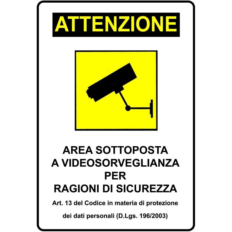 Hongu Cartello Targa AREA SOTTOPOSTA A VIDEOSORVEGLIATA Videosorveg...