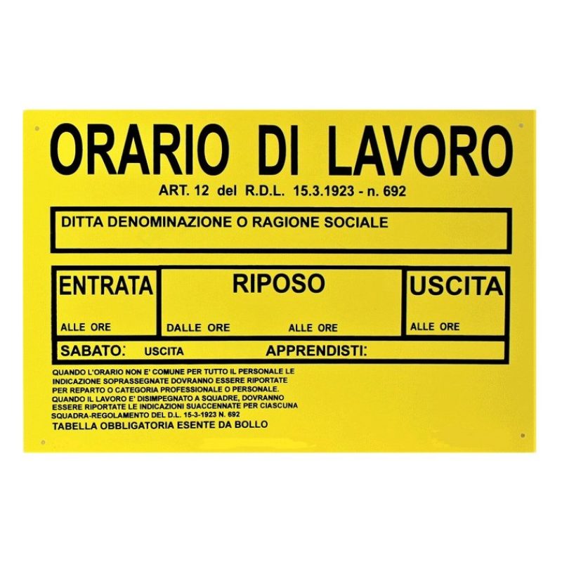 Hongu 6x Cartello Orario di Lavoro 30 x 20 cm PVC Segnaletico targa...