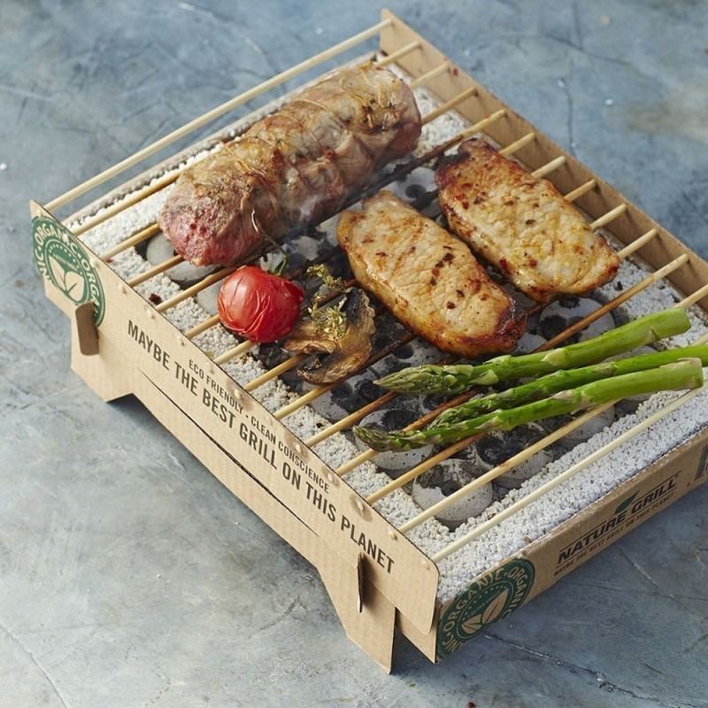 Barbecue Griglia portatile ecologico BBQ monouso biodegradabile ric...