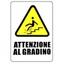 Cartello Attenzione al gradino 30 x 20 cm PVC Segnaletico targa negozio ufficio