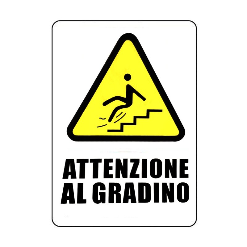 Cartello Attenzione al gradino 30 x 20 cm PVC Segnaletico targa negozio ufficio
