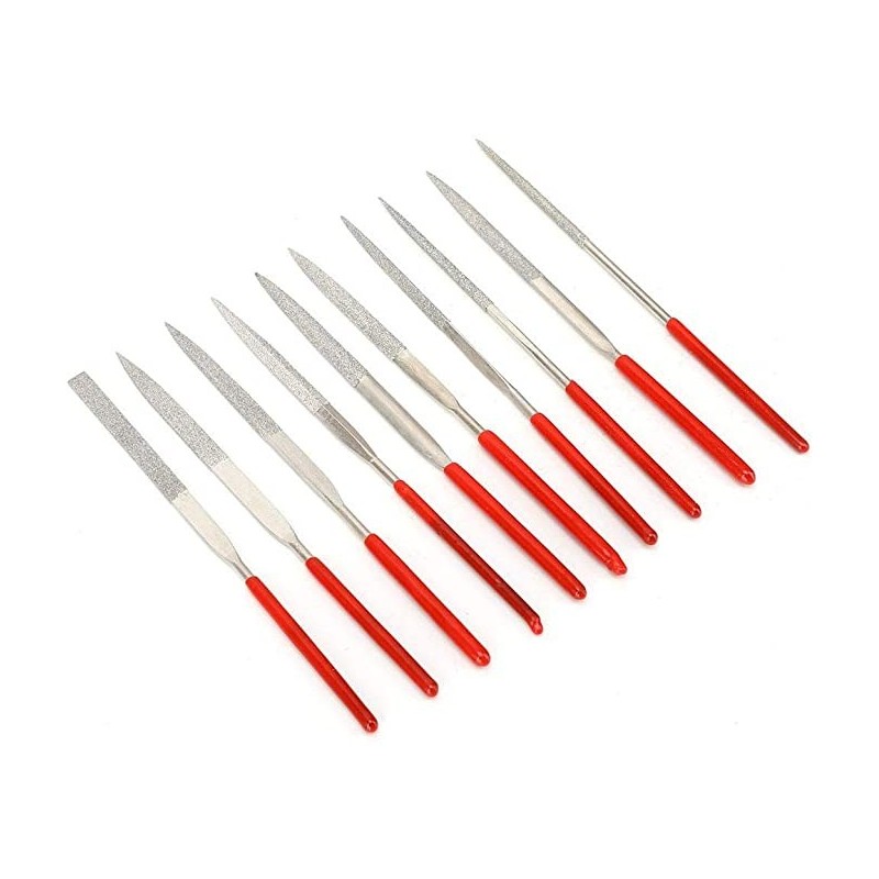 Set 10 Lime ad Ago di Precisione Diamantate 3X140mm Raspe per Metallo Legno