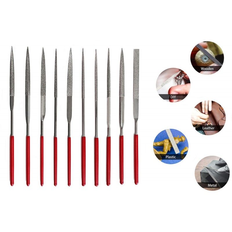 Hongu Set 10 Lime ad Ago di Precisione Diamantate 3X140mm Raspe per...