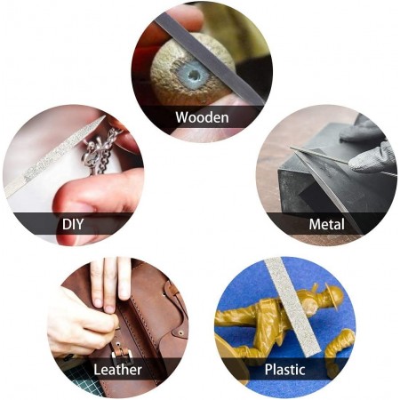 Set 10 Lime ad Ago di Precisione Diamantate 3X140mm Raspe per Metallo Legno