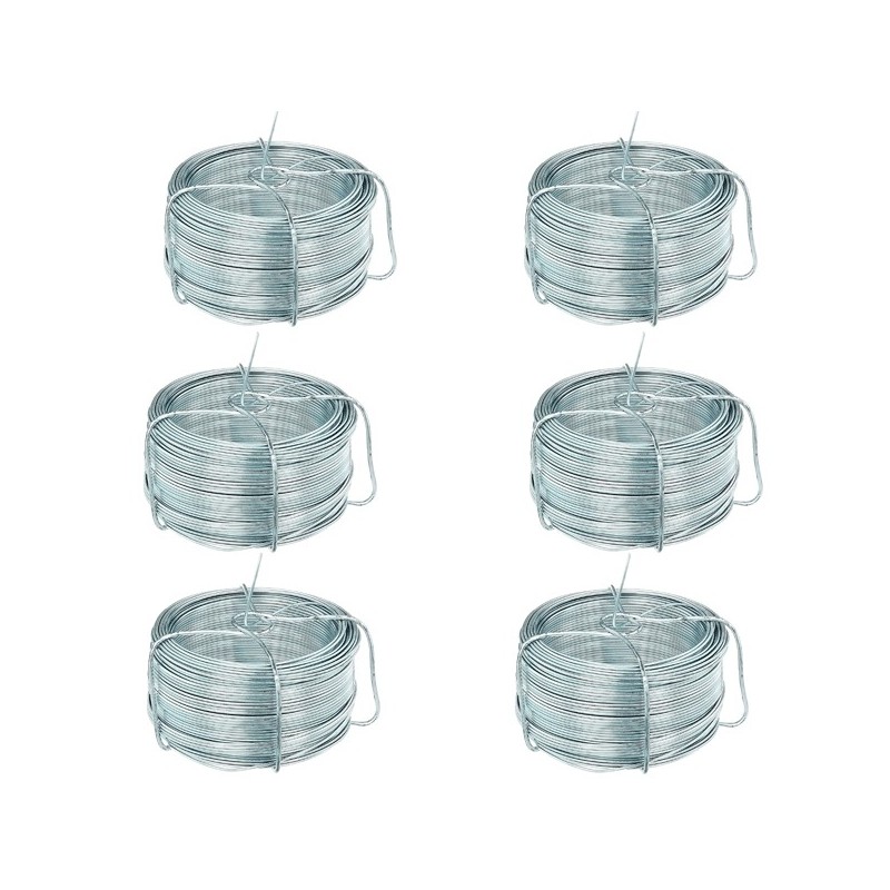 6 rotoli di Filo di ferro zincato Fai da te per legature Dm. 0.7 MT 50  Matassa