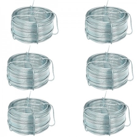 6 rotoli di Filo di ferro zincato Fai da te per legature Dm. 0.9 MT 50  Matassa