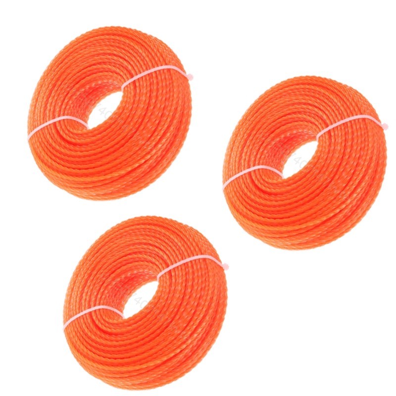 3x Rotoli Filo Spirale decespugliatore tagliaerba 10m x2,4mm Cavo Matassa nylon