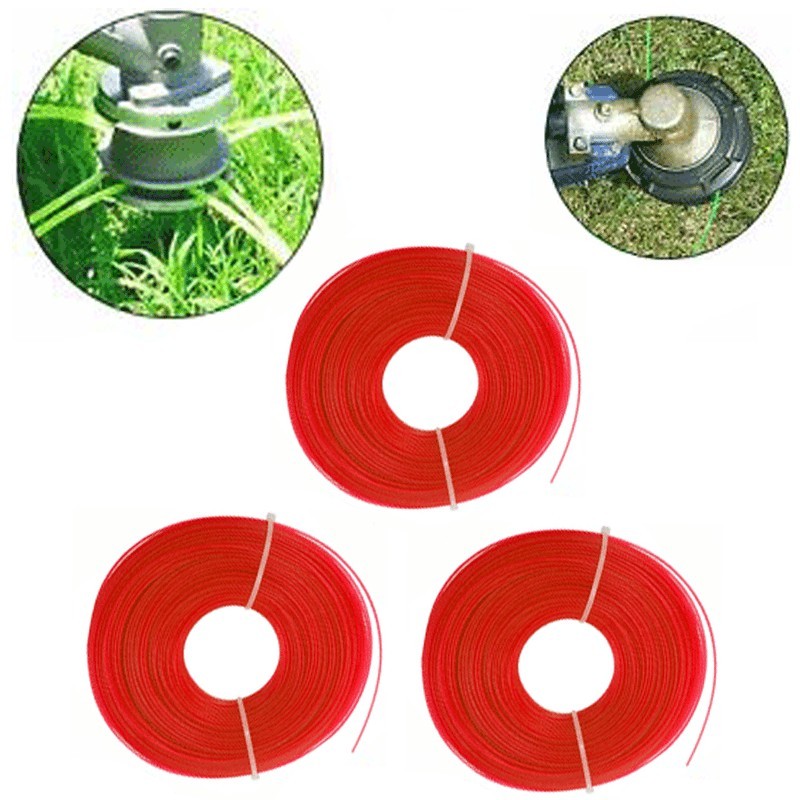 3x Rotoli Filo Quadrato decespugliatore tagliaerba 10m x2,4mm Cavo Matassa nylon