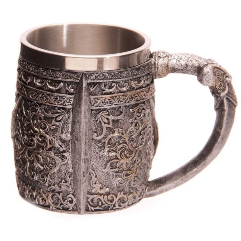 .    Tazza ornamentale scheletro teschio guerriero elmo birra vino vichinga bevande     .