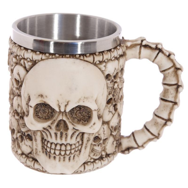 Vichinga scheletro teschio boccale ornamentale tazza bevande guerriero gotica