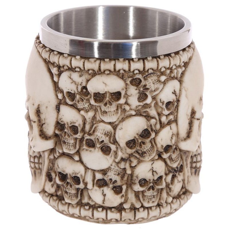 Vichinga scheletro teschio boccale ornamentale tazza bevande guerriero gotica