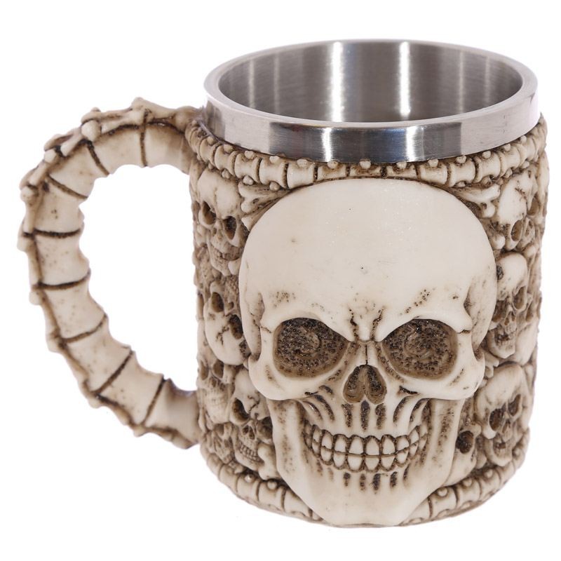 Vichinga scheletro teschio boccale ornamentale tazza bevande guerriero gotica