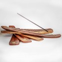 2x PORTA BRUCIA INCENSI LEGNO CM 25 CON INTARSI OTTONE PER INCENSI IN STICK