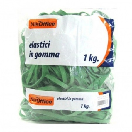 BUSTA CONFEZIONE DA 1 KG. ELASTICI A FETTUCCIA IN GOMMA 120 mm PER UFFICIO