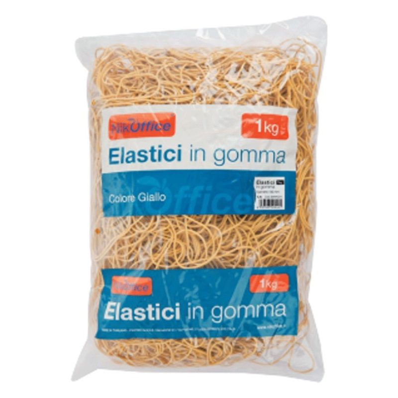 NikOffice BUSTA CONFEZIONE 1 KG. ELASTICI IN GOMMA GIALLI 20 mm PER...