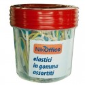 BARATTOLO 100 g ELASTICI IN GOMMA MISTIMISURE COLORI ASSORTITI UNIVERSALI