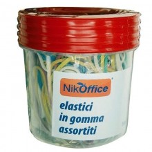 BARATTOLO 100 g ELASTICI IN GOMMA MISTIMISURE COLORI ASSORTITI UNIVERSALI
